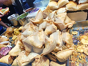 Hot Spicey Indian snacks samosa street food photo