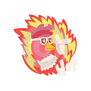 Hot spicy fire chicken wearing cool sunglasses, creative logo design element vector Illustration