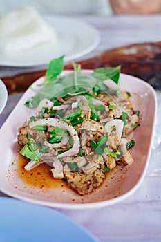 Hot and Spicy Grilled Pork Salad Nam Tok Moo