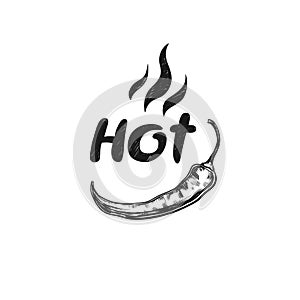 Hot. Spicy icon with chilli