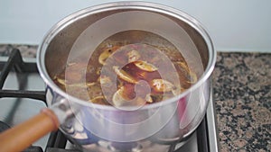 Hot spicy mushroom meat stew