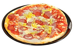 Hot Spicy Pepperoni and Pepper Pizza
