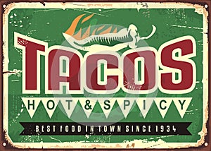 Hot and spicy tacos advertise