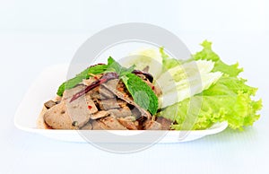 Hot spicy thai cuisine pork liver salad