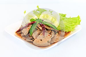 Hot spicy thai cuisine pork liver salad