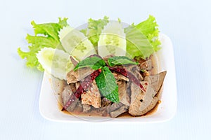 Hot spicy thai cuisine pork liver salad