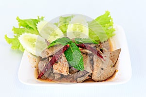 Hot spicy thai cuisine pork liver salad