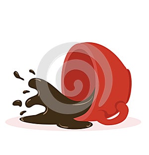 Hot Spilled coffee red cup vector