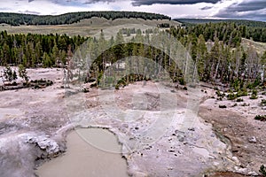 Hot spring and geiser in yellowstone national par