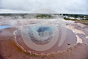 The hot spring in Geysir area in Southwestern Iceland