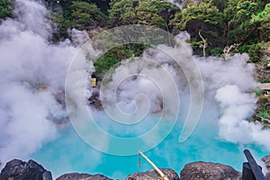 Hot spring  Hell blue water in Umi-Zigoku in Beppu Oita, Japan