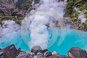 Hot spring  Hell blue water in Umi-Zigoku in Beppu Oita, Japan