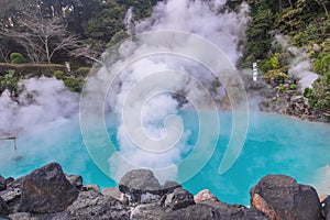 hot spring & x28;Hell& x29; blue water in Umi-Zigoku in Beppu Oita, Japan