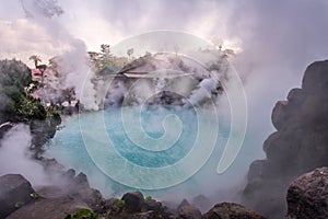 hot spring (Hell) blue water in Umi-Zigoku in Beppu Oita, Japan