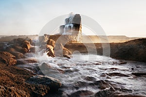 Hot spring at seabed of dried Aral Sea