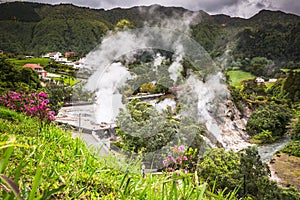 Hot spring waters in Furnas, Sao Miguel. Azores. Portugal photo