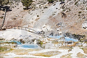 Hot springs at hot creek geological site near mammouth