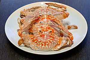 Hot steamed blue crab