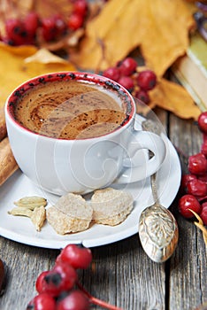 Hot steaming cup with coffee