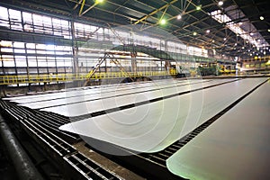 Hot steel on conveyor