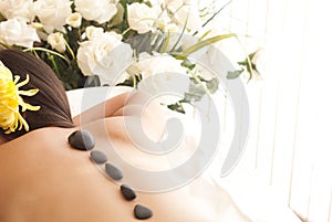 Hot stone spa massage treatment