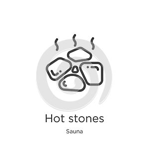 hot stones icon vector from sauna collection. Thin line hot stones outline icon vector illustration. Outline, thin line hot stones