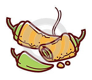 Hot stuffed Chiles Rellenos isolated cartoon illustration photo