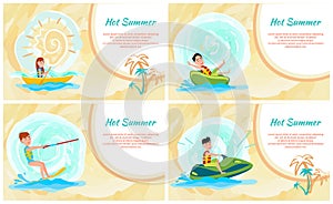 Hot Summer Banner, Colorful Vector Illustration