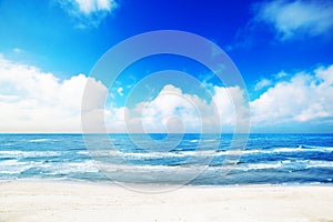 Hot summer beach, sea scenery