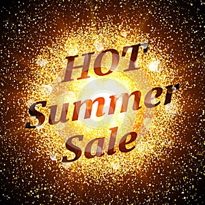 Hot summer sale banner. Abstract explosion.