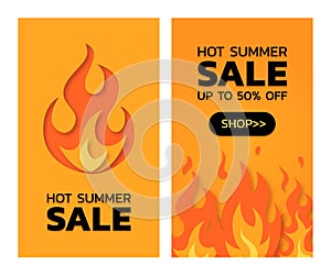 Hot summer sale concept in paper cut style