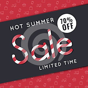 Hot summer sale, discount special offer banner template. Website advertising and promotion.