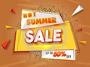 Hot Summer Sale, poster, banner or flyer design with 50% off off