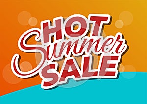 Hot summer sale template banner. red text hot summer sale