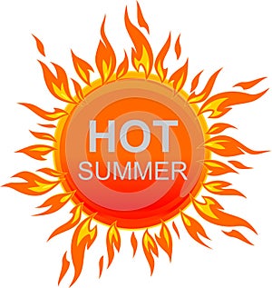Hot Summer Sun Icon, Cartoon Style Illustration