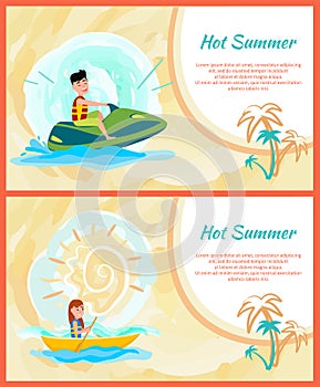 Hot Summer Text Sample Set Vector Illustration