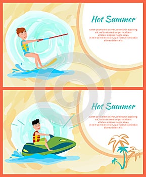 Hot Summer Time Banner, Color Vector Illustration