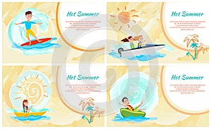 Hot Summer, Water Sport, Color Vector Illustration