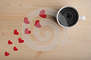 Hot tasty coffee, valentine's day