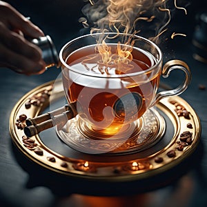 Hot tea is a beverage made by steeping the dried leaves, buds, or twigs of the Camellia sinensis plant in hot water