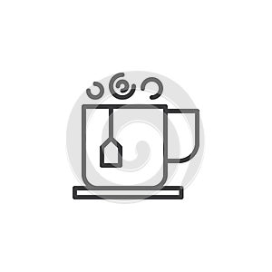 Hot tea cup outline icon