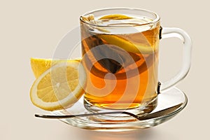 Hot tea with a lemon