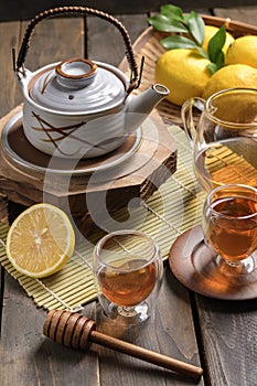 Hot tea with lemon and natural honey