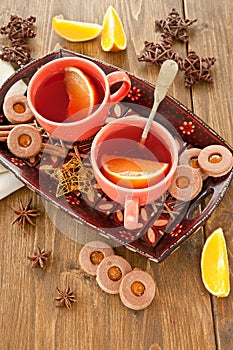 Hot tea / mulled wine and christmas cookies