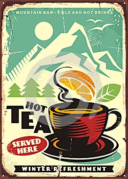 Hot tea served here artistic sign board