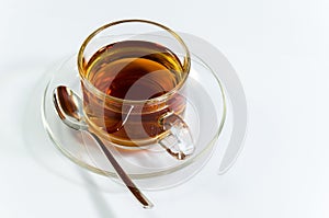 Hot tea in transparant cup