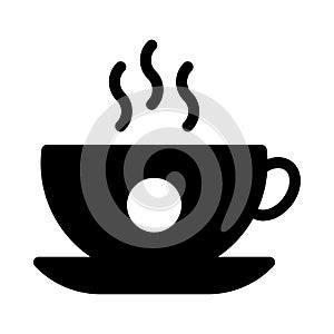 Hot tea vector glyph flat icon