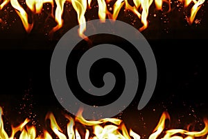 Hot temperature fire frame background.