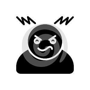 Black solid icon for Hot tempered, grumpy and angry photo