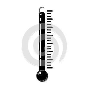 Hot thermometer in black and white style. Temperature weather thermometers meteorology, temp control